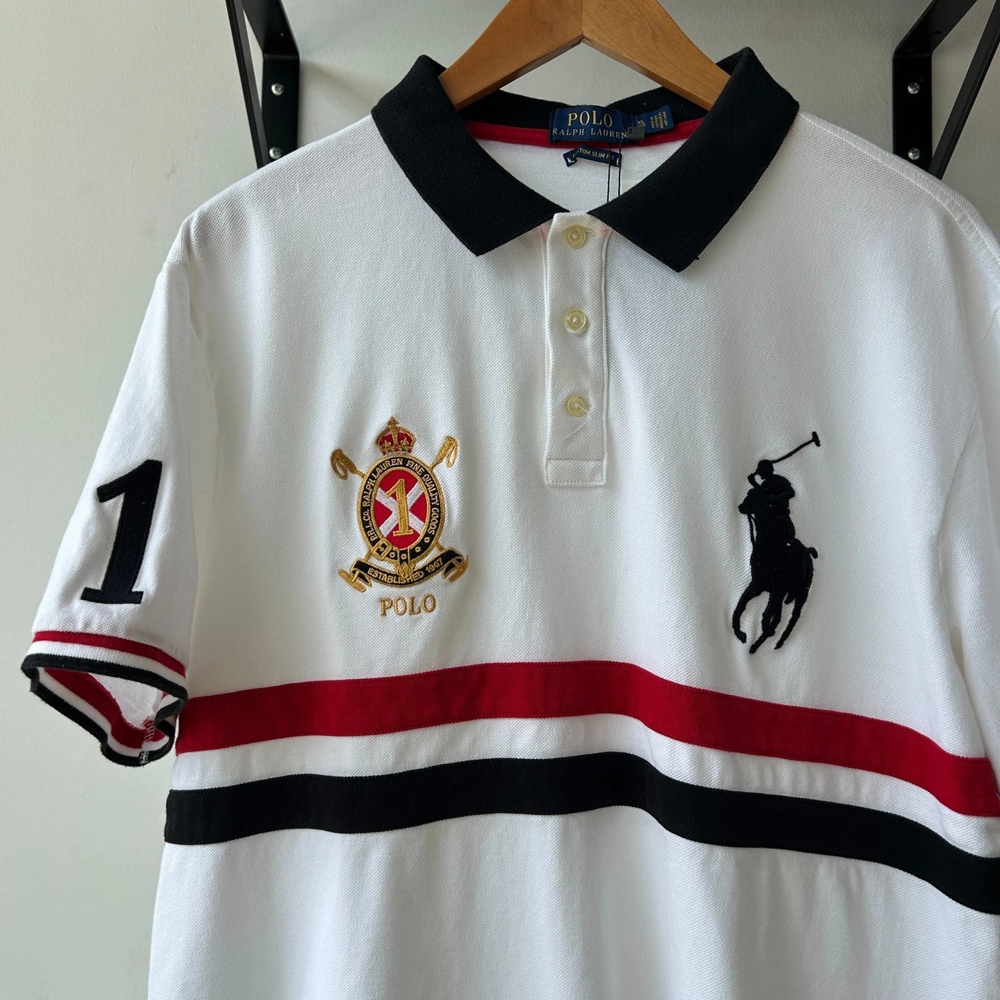 VINTAGE Y2k | Ralph Lauren Big Pony #1 Crest Striped Polo Shirt sz XL