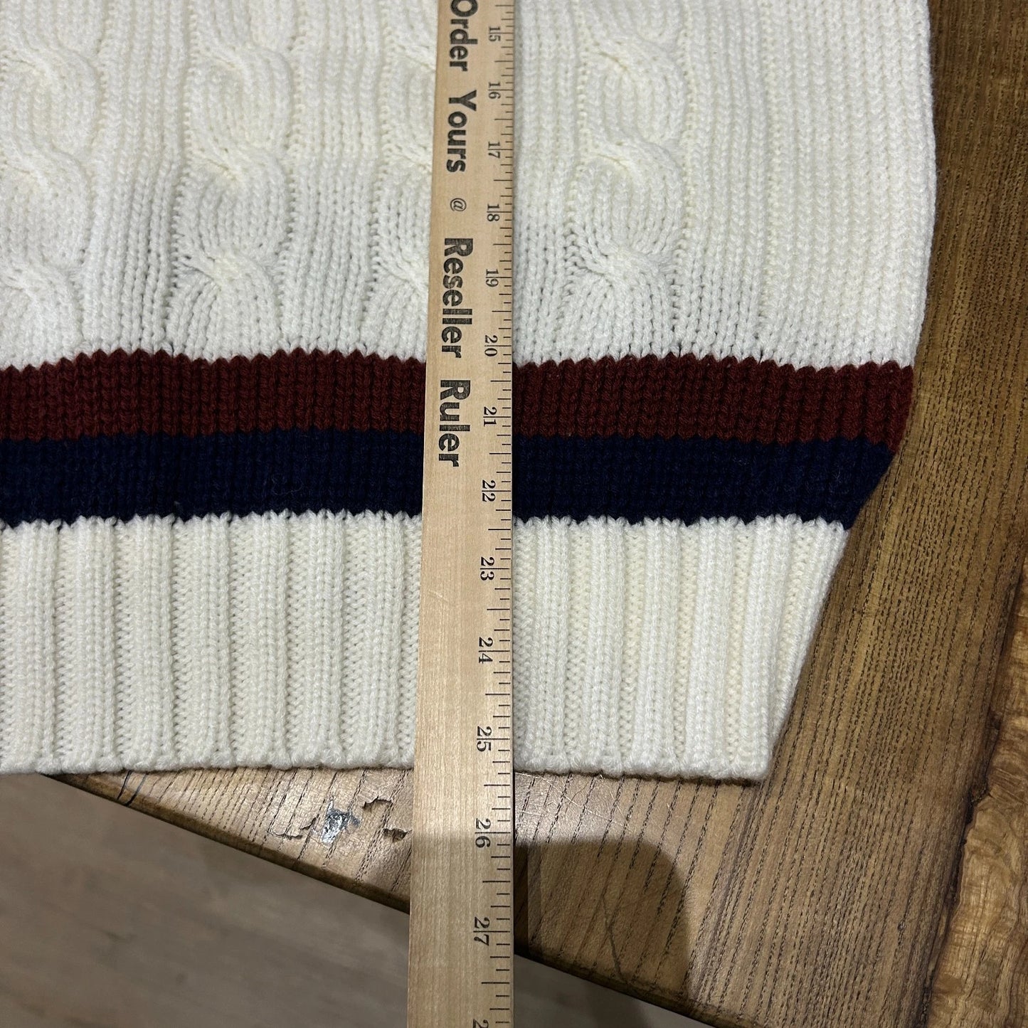 VINTAGE | Izod Lacoste Cable Knit Tennis Cricket Sweater sz L