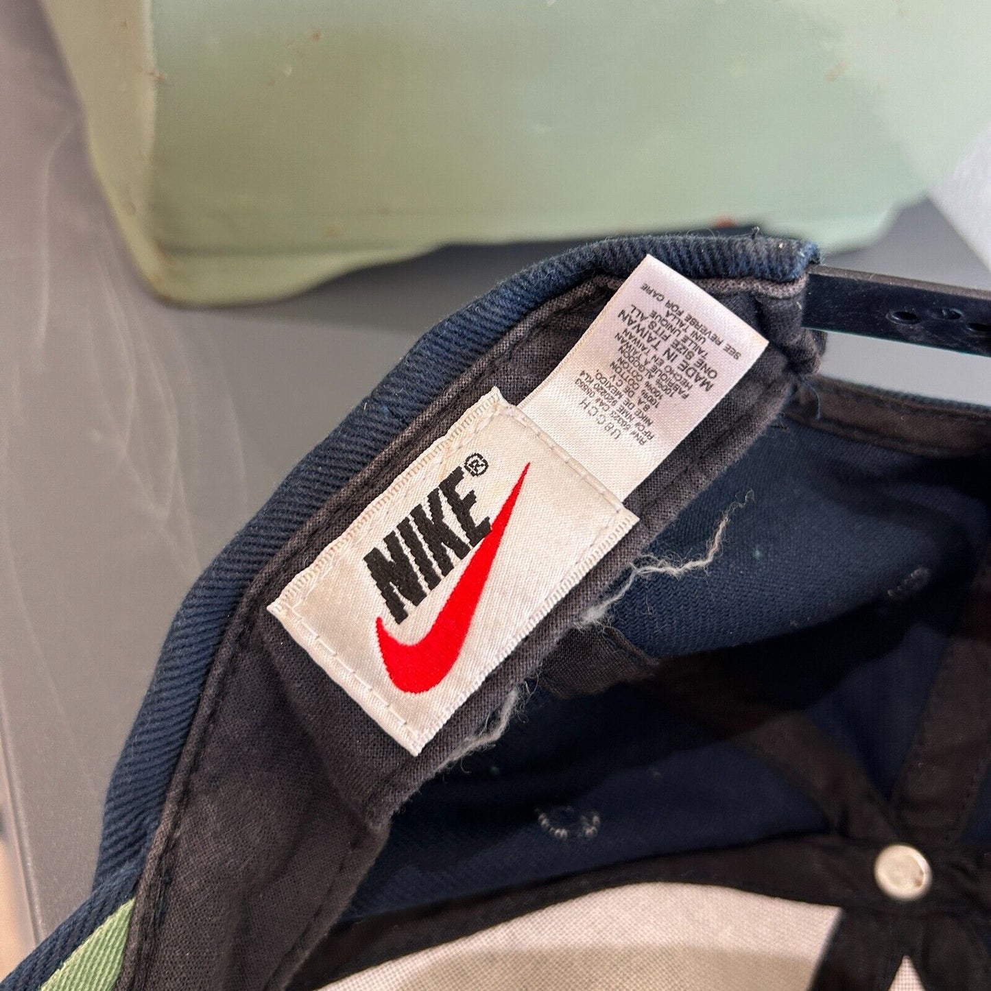 VINTAGE 90s | Nike Swoosh Navy Snapback HAT sz OS