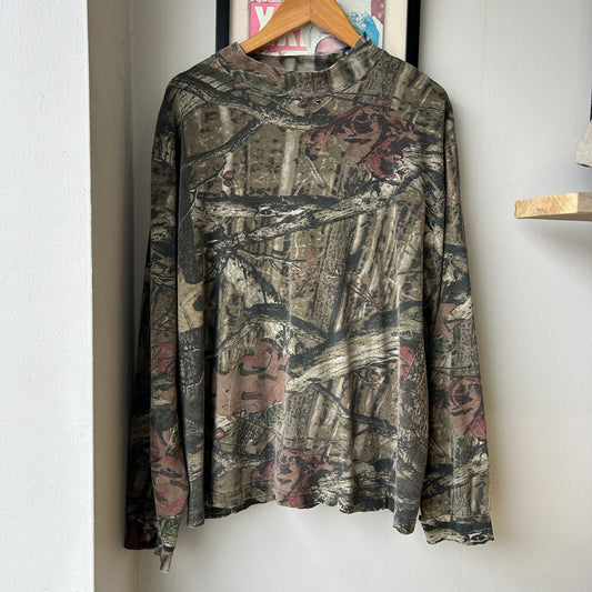 VINTAGE | Yukon Gear Real Tree Camo Long Sleeve Mock Neck T-Shirt sz L