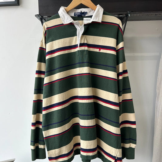 VINTAGE | Polo by Ralph Lauren Striped Sm Pony Rugby Shirt sz XL
