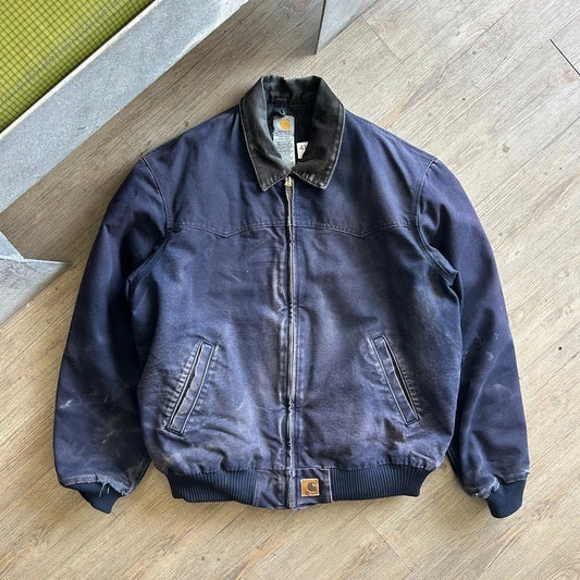 VINTAGE | Carhartt Faded Navy Santa Fe Bomber Jacket sz XL