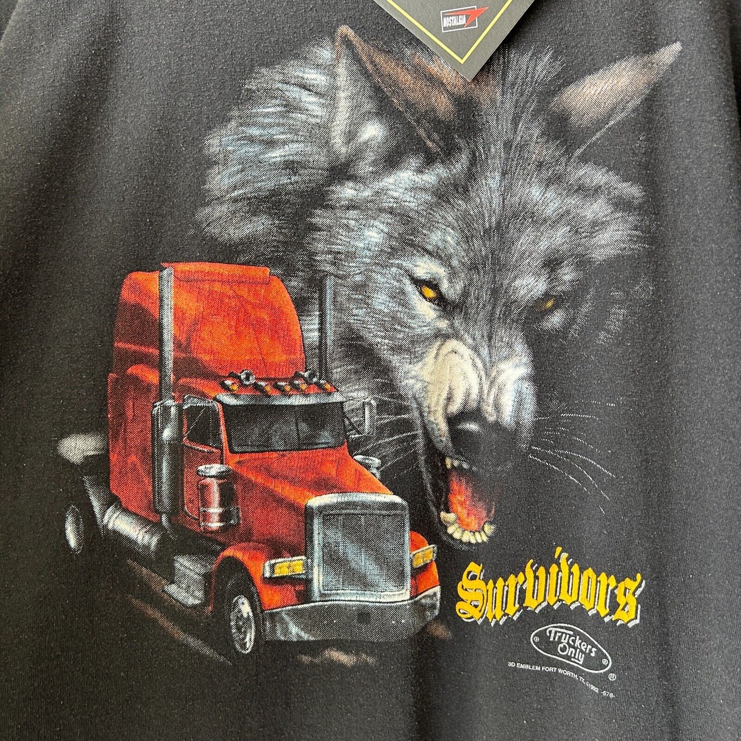 VINTAGE 1992 | Truckers Only 3D Emblem Biker T-Shirt sz XL Adult