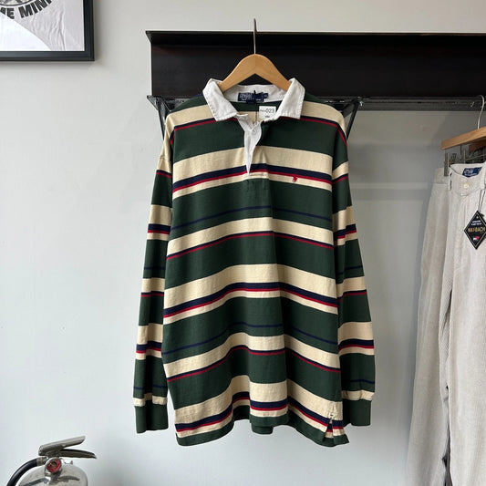 VINTAGE | Polo by Ralph Lauren Striped Sm Pony Rugby Shirt sz XL