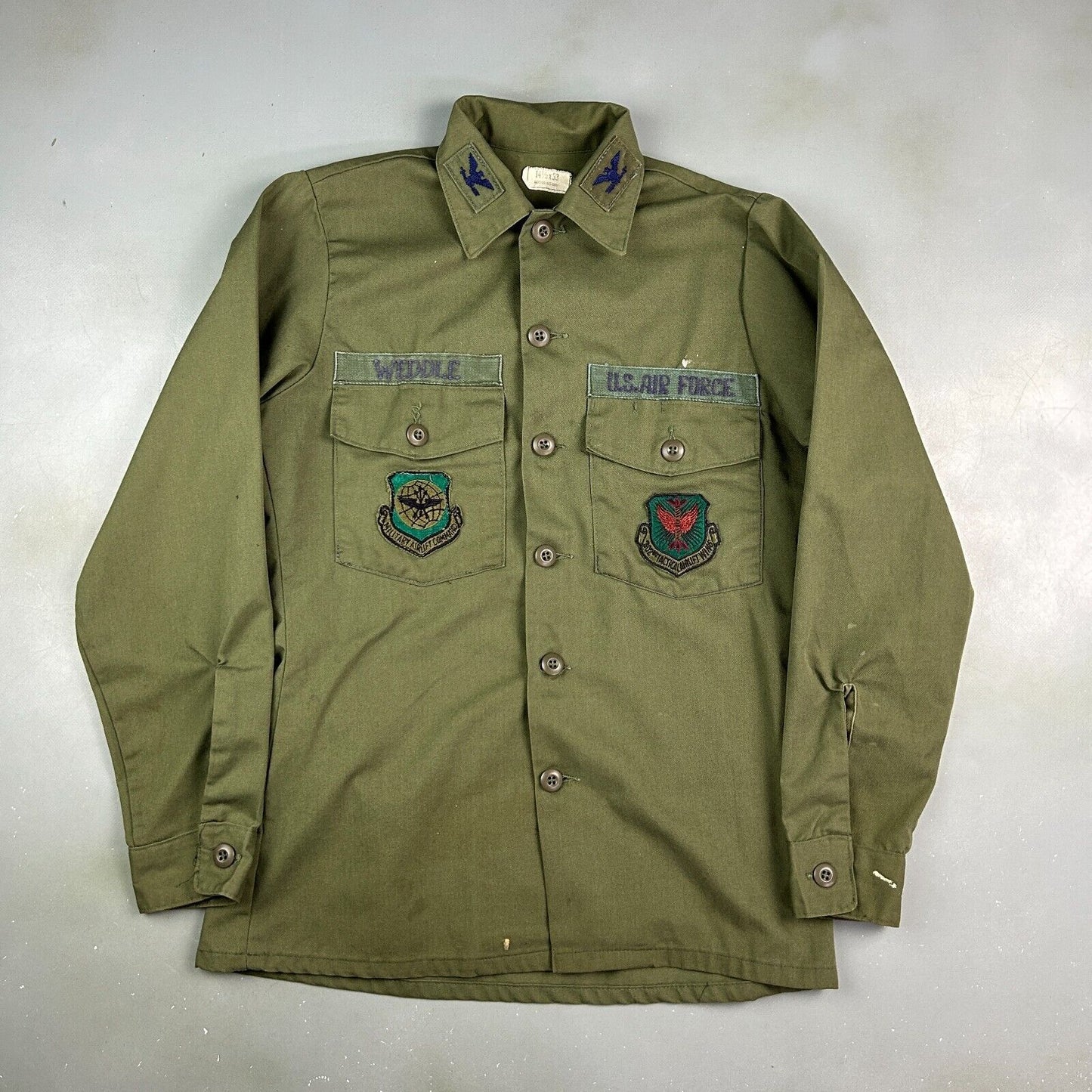 VINTAGE | U.S Air Force Green Fatigue OG 507 Button Down Shirt sz M Adult