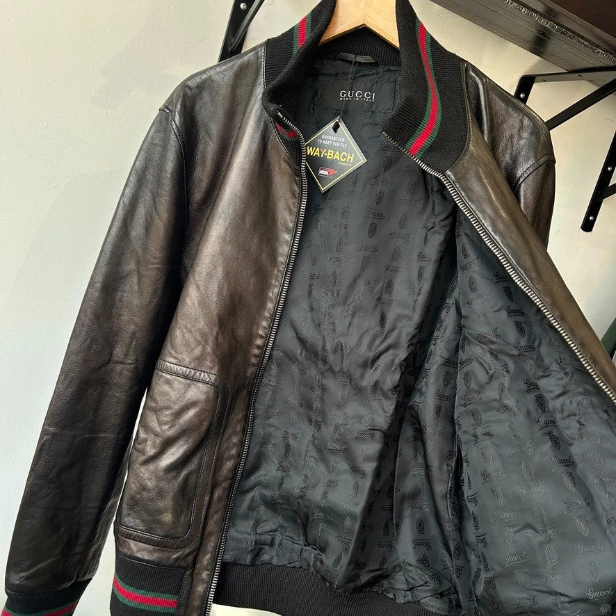 GUCCI by Tom Ford | Web Line Vintage Leather Jacket sz 56