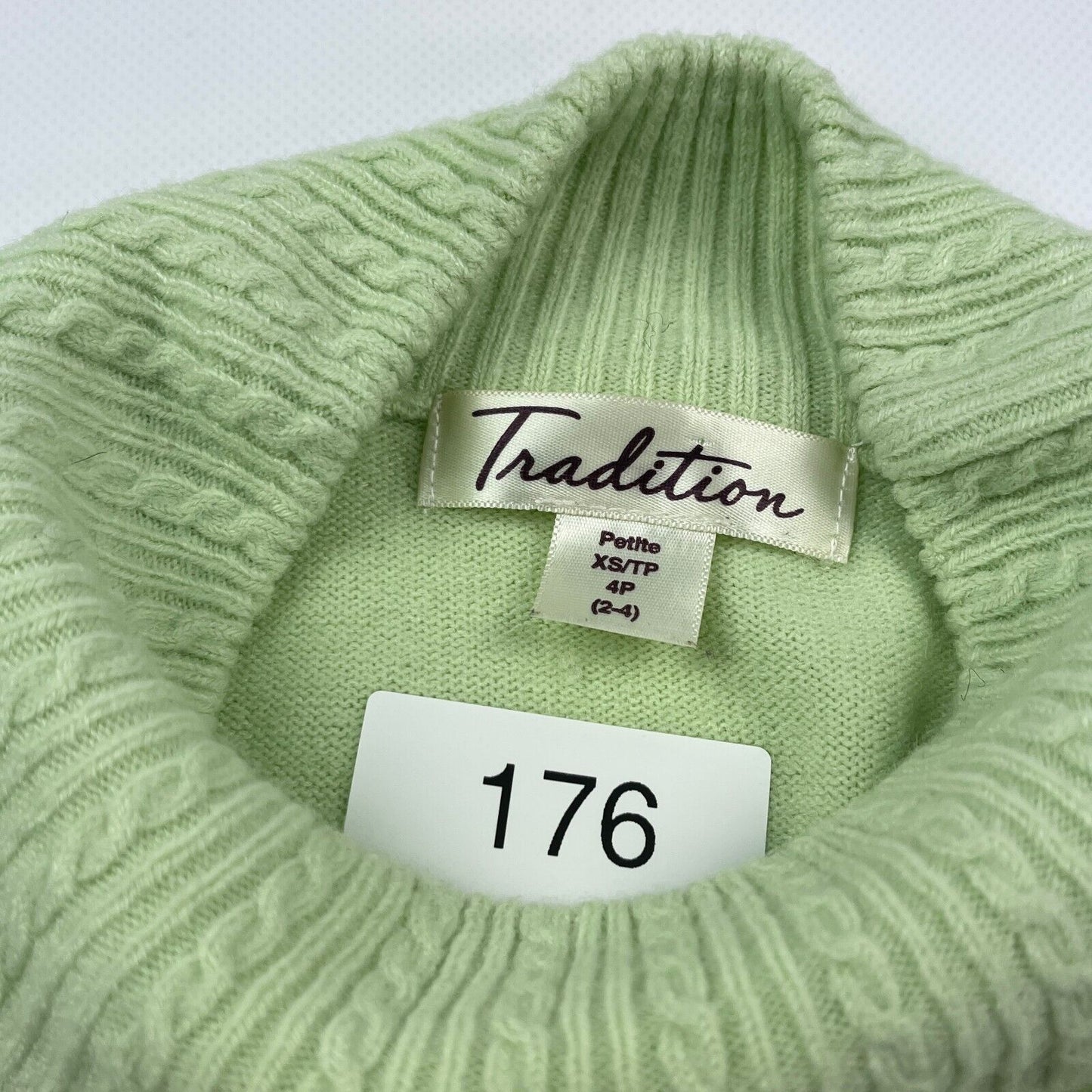 VINTAGE 90s Blank Green Turtle Neck Knit Sweater sz XS Womens