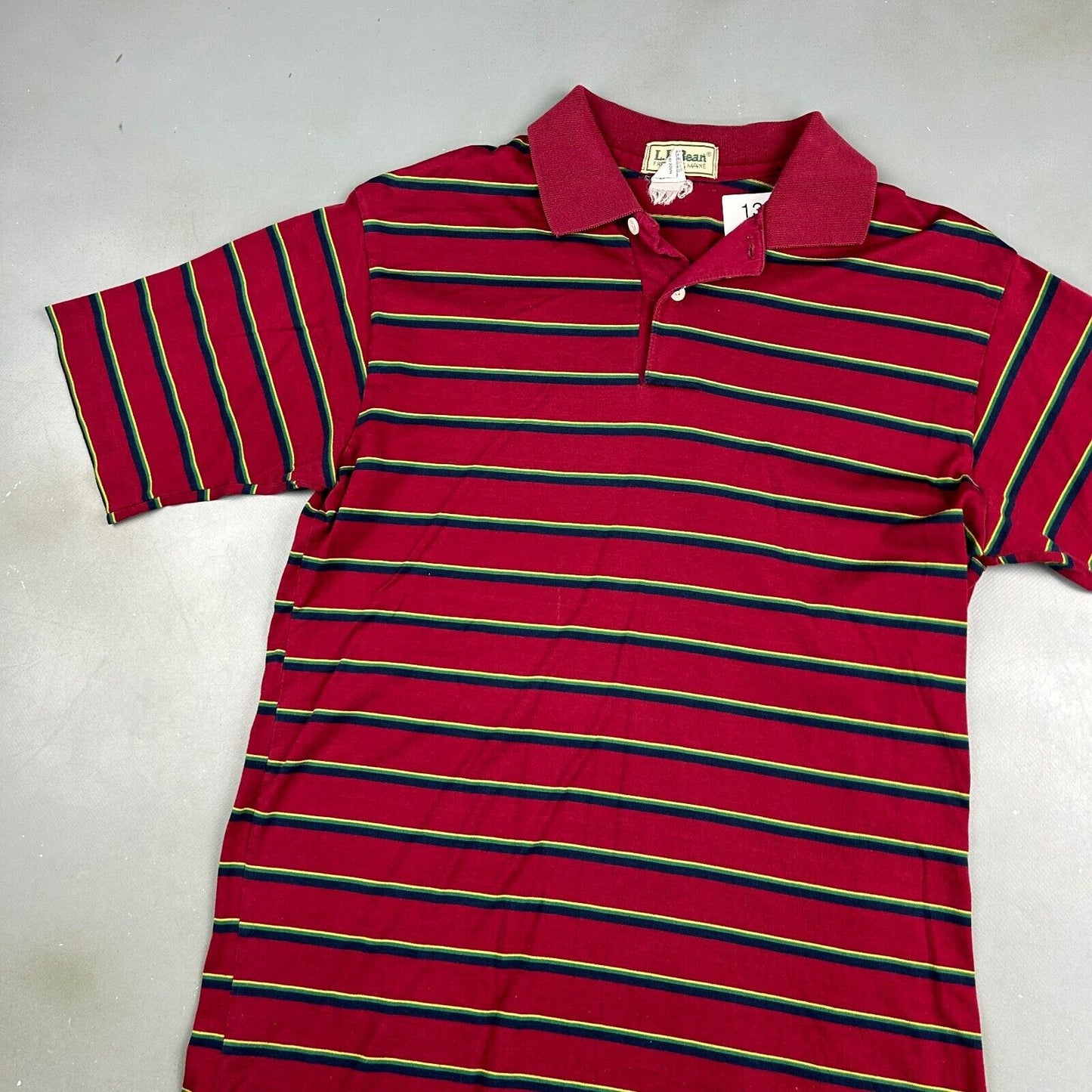 VINTAGE 90s L.L Bean Striped Red Polo Shirt sz XS Adult