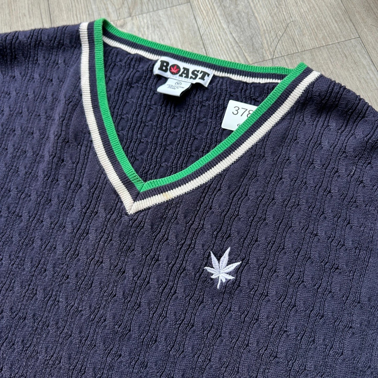 VINTAGE Y2k | Boast Pot Leaf Cable Knit Vest Sweater sz L/XL