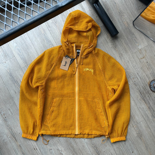 STUSSY | Beach Shell Transparent Ripstop Golden Yellow Jacket NWT sz S