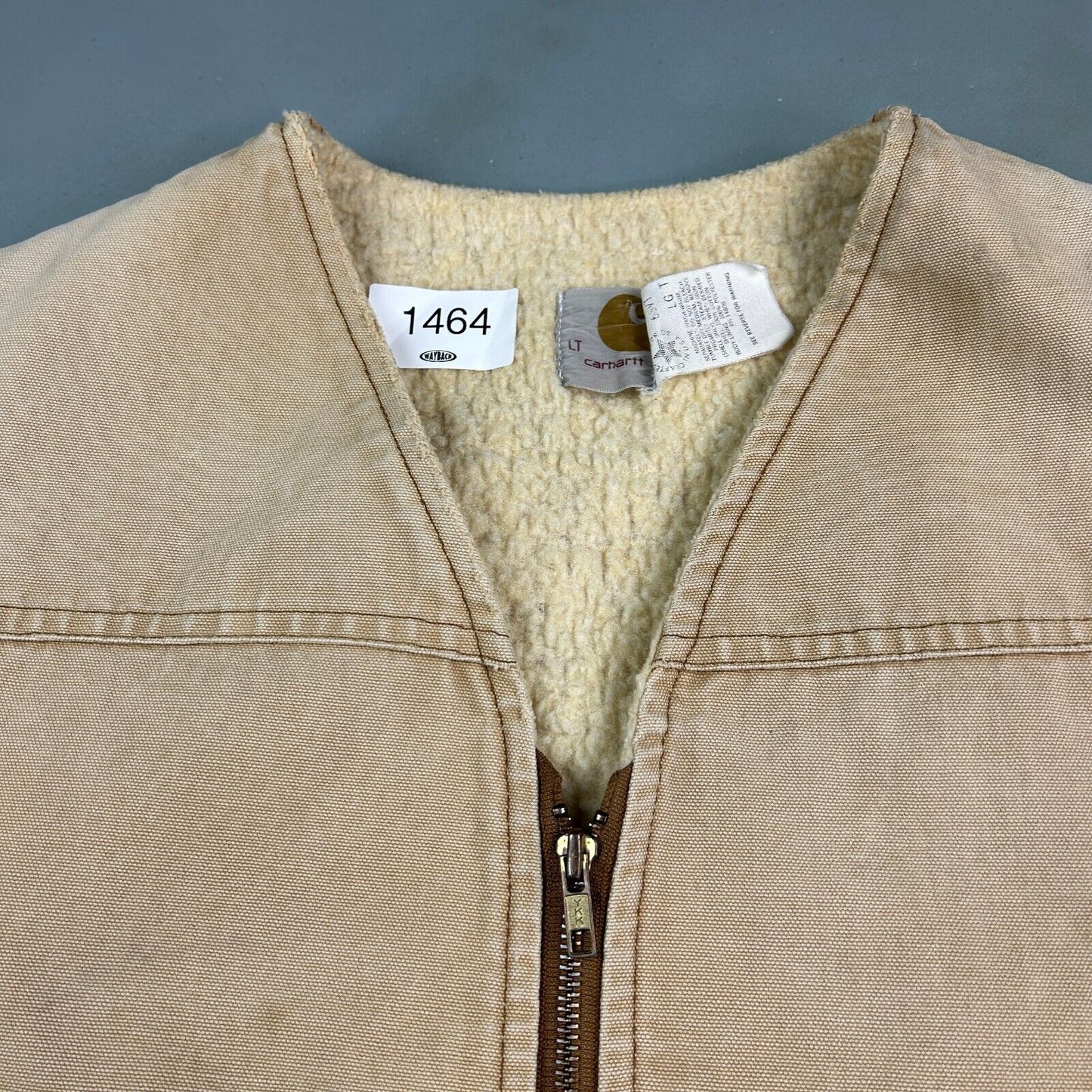 VINTAGE 90s Carhartt Faded Sherpa Lined Vest Jacket sz Large Men Adult MadeinUSA