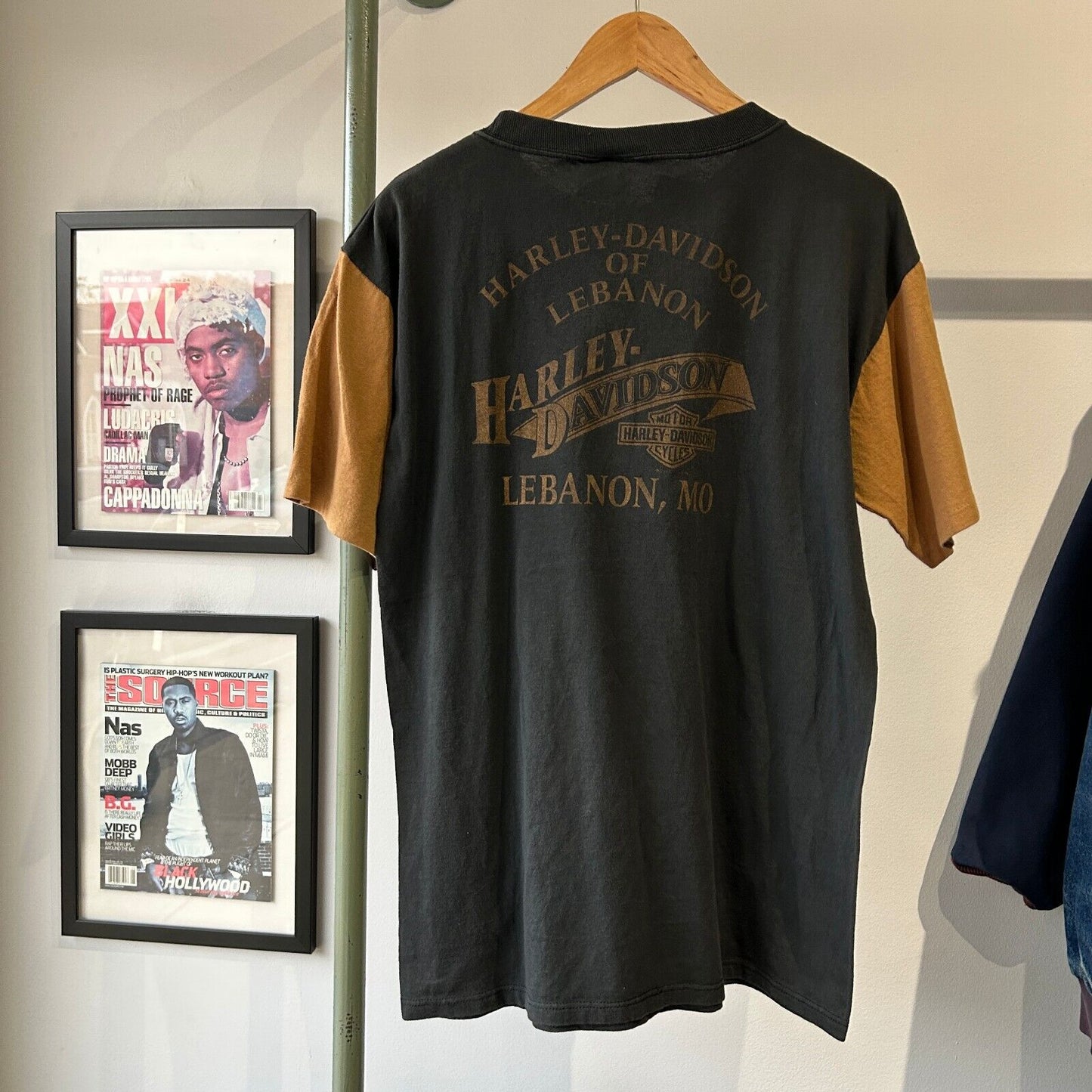 VINTAGE 90s | HARLEY DAVIDSON Two Tone Lebanon Biker T-Shirt sz M Adult