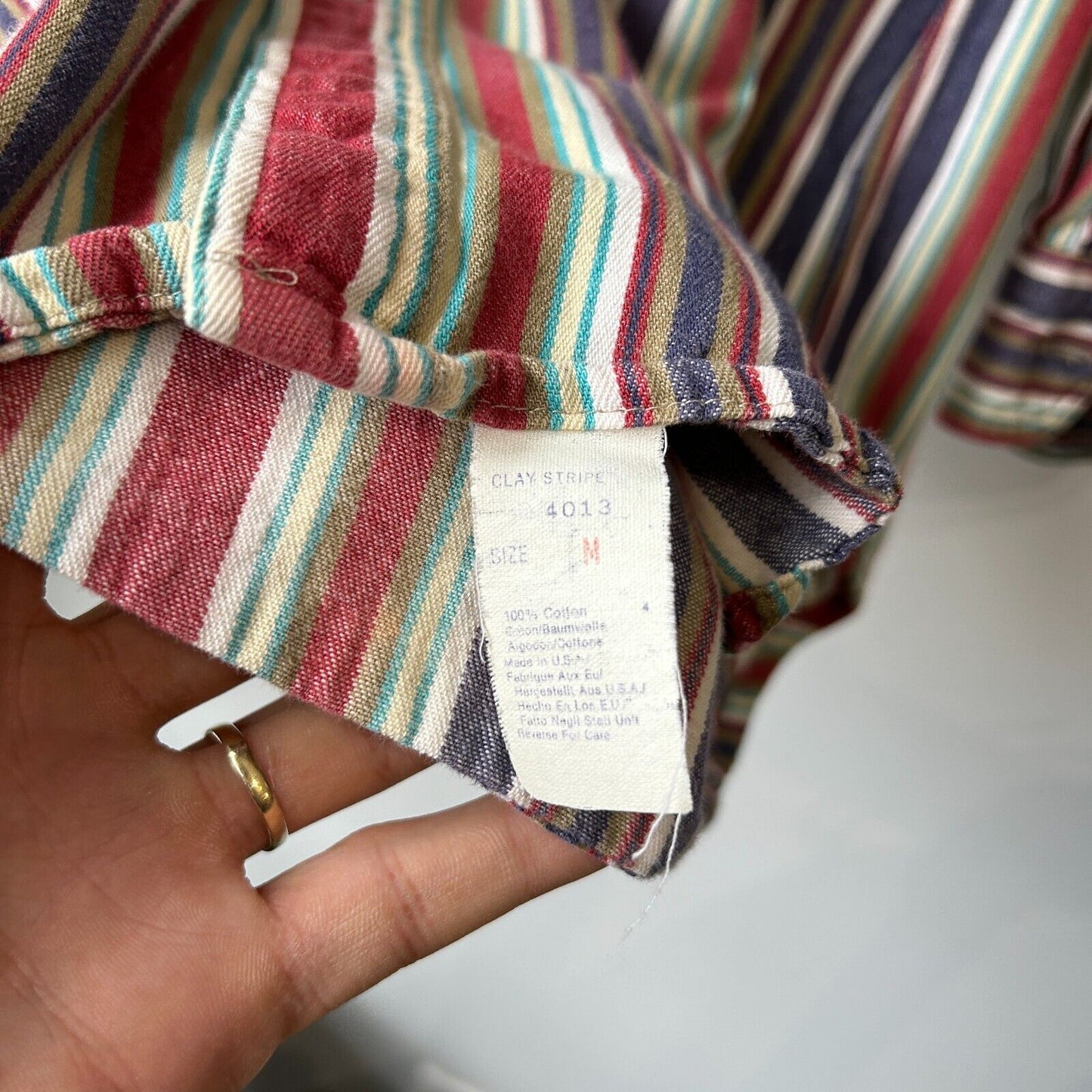 VINTAGE 90s | Woolrich Clay Striped Button Down Shirt sz L Adult