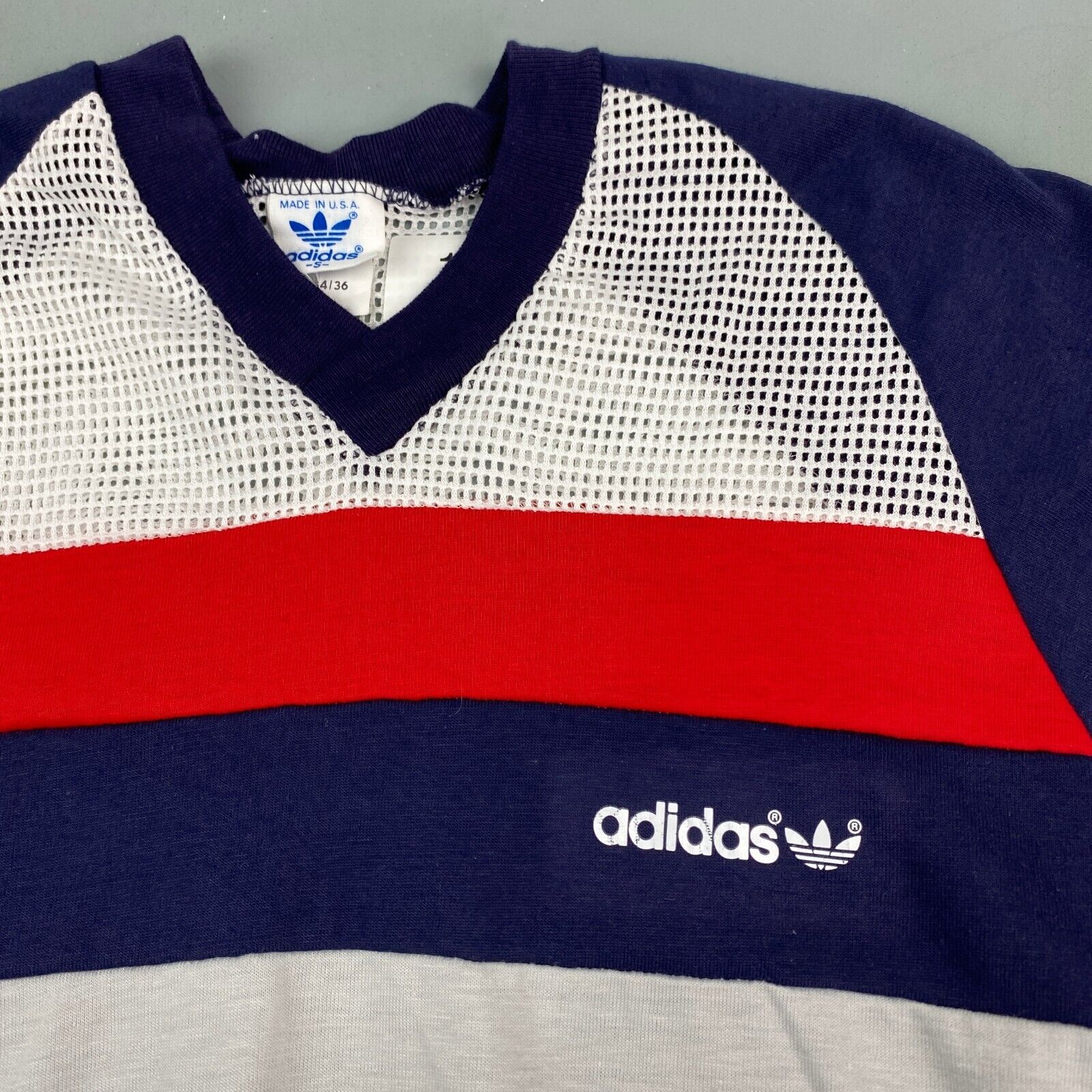 VINTAGE 80s Adidas Jersey T-Shirt sz Small Men MadeinUSA – Waybach