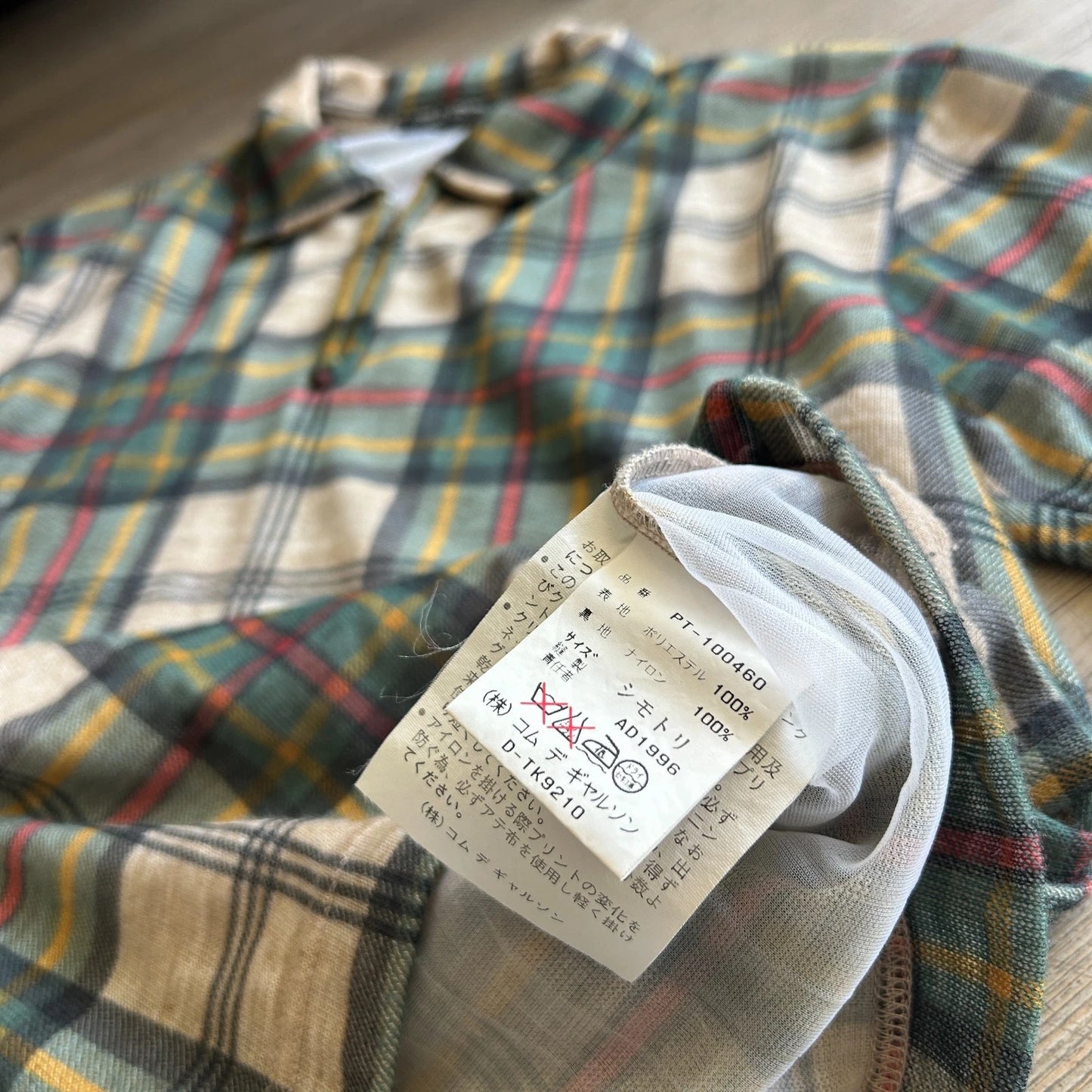 VINTAGE 1996 | Comme des Garcons Homme Plus Plaid 1/4 Zip Polo Shirt sz S/M