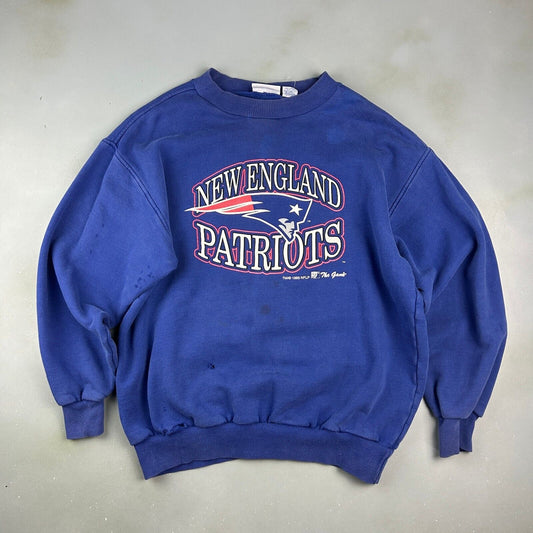 VINTAGE 90s | NFL New England Patriots Football Crewneck Sweater sz L Adult
