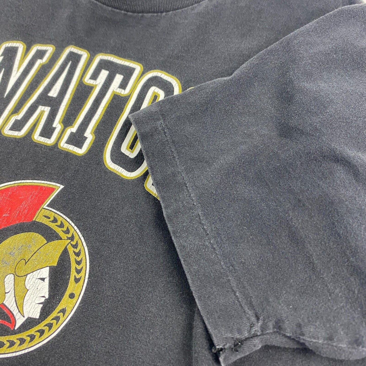 VINTAGE 90s NHL Ottawa Senators Big Logo Black T-Shirt sz Medium Men
