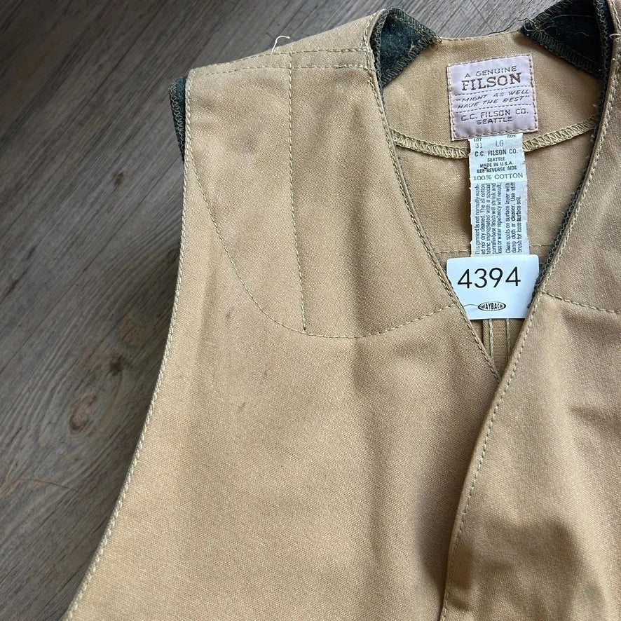 VINTAGE | FILSON Tin Cloth Half Moon Vest Jacket USA Made sz L