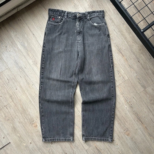 VINTAGE | Exhaust Faded Thrahed Black Baggy Denim Pants sz W34 L30