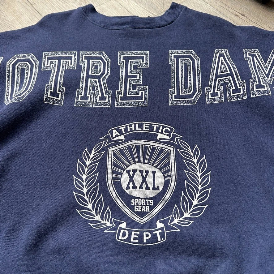 VINTAGE 90s | Notre Dame Spell Out Athletic Dept Crewneck Sweater sz S/M