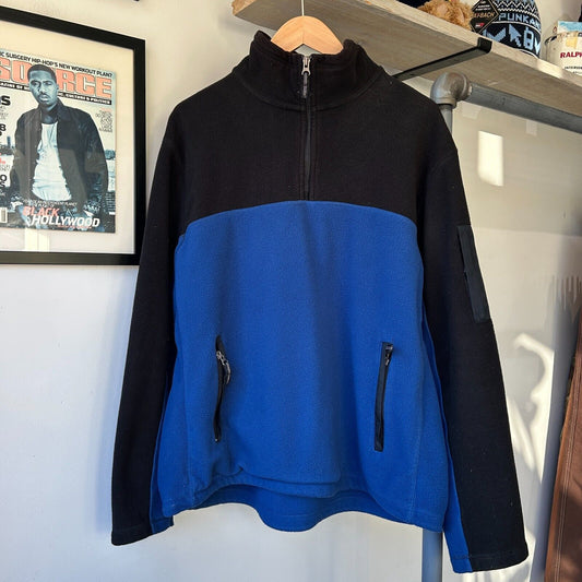 VINTAGE | GAP 1/4 Zip Collard Color Block Fleece Sweater sz XL