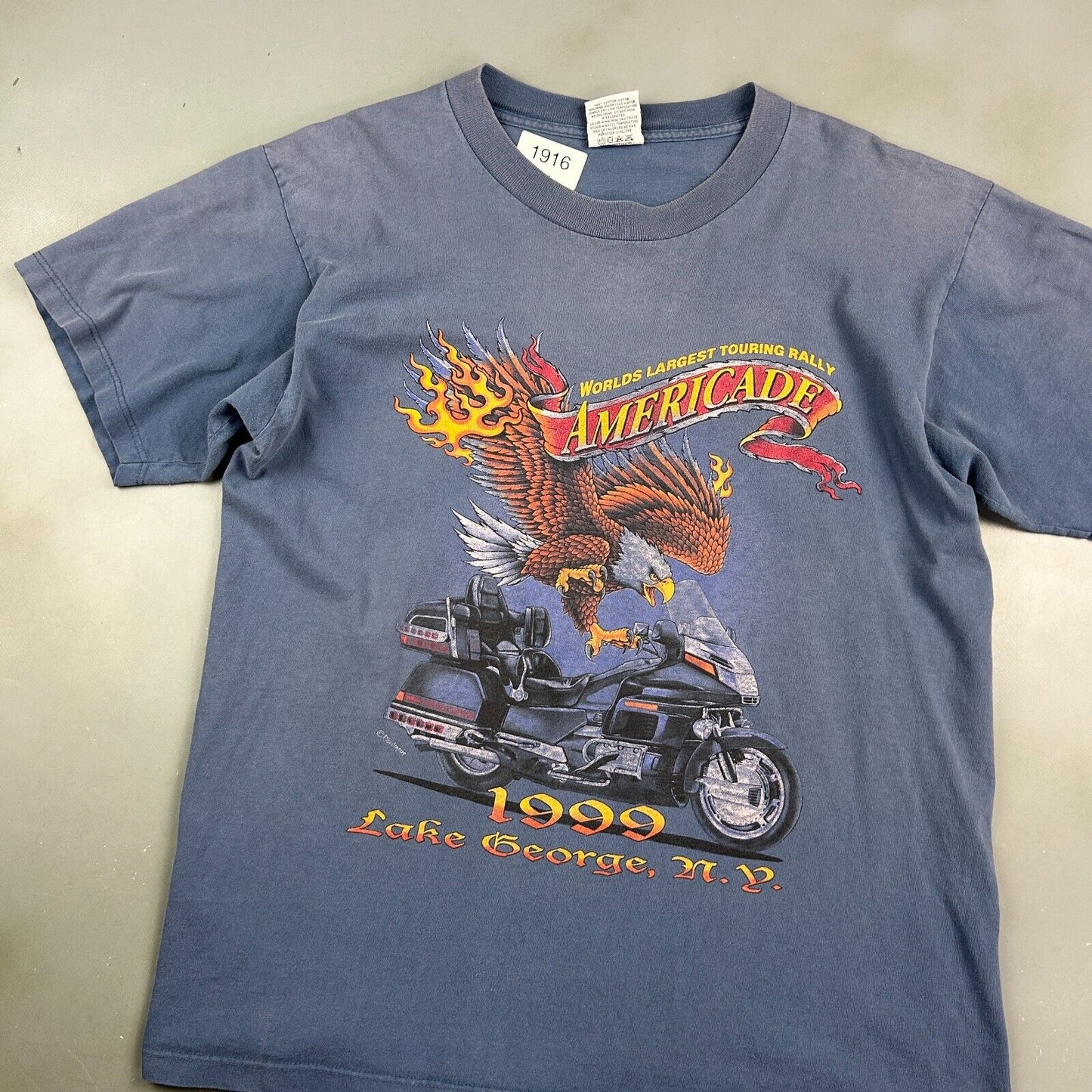 VINTAGE 90s | Americade Motorcycle Rally NY Biker T-Shirt sz L Adult