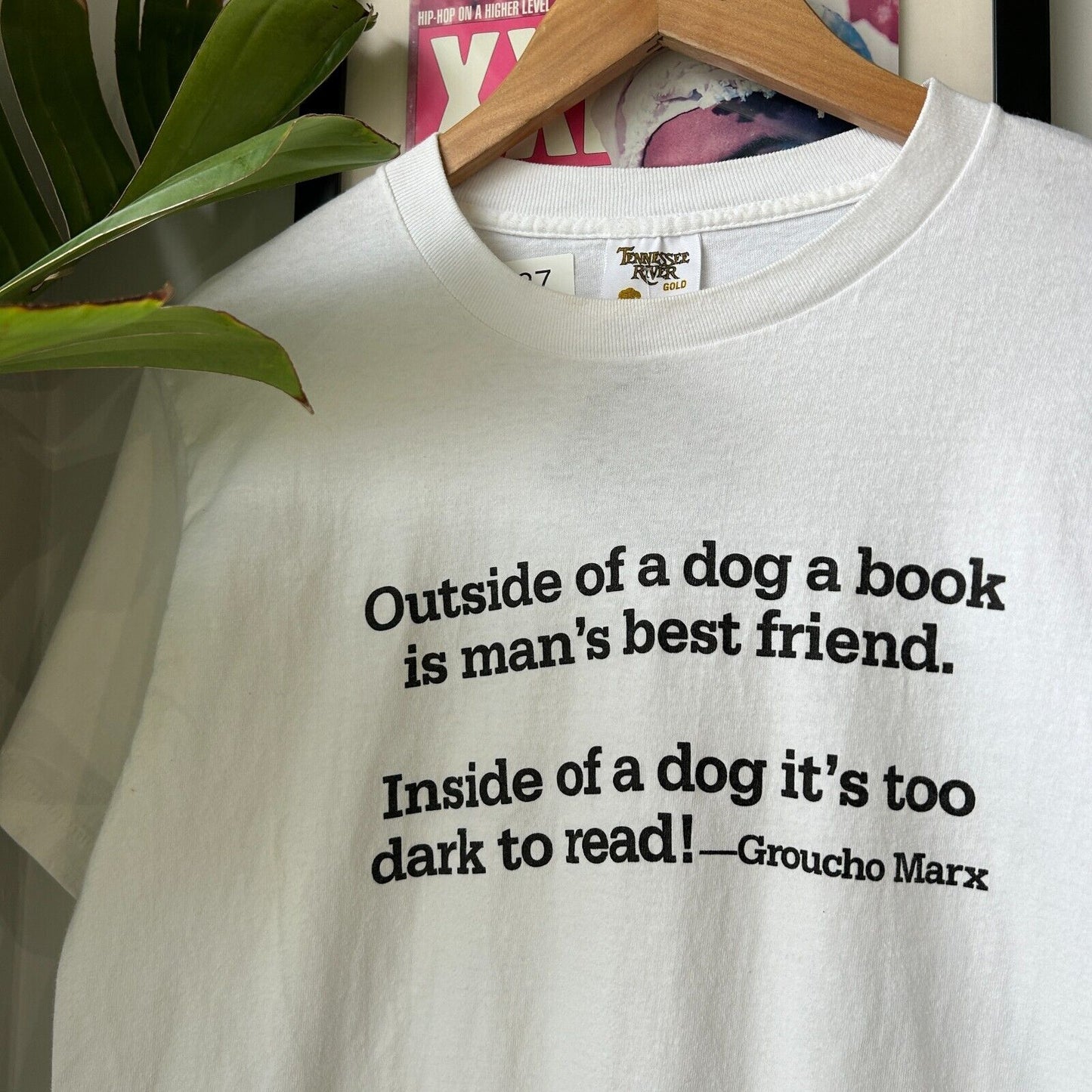 VINTAGE 90s | Booked For Murder White Quote T-Shirt sz M Adult