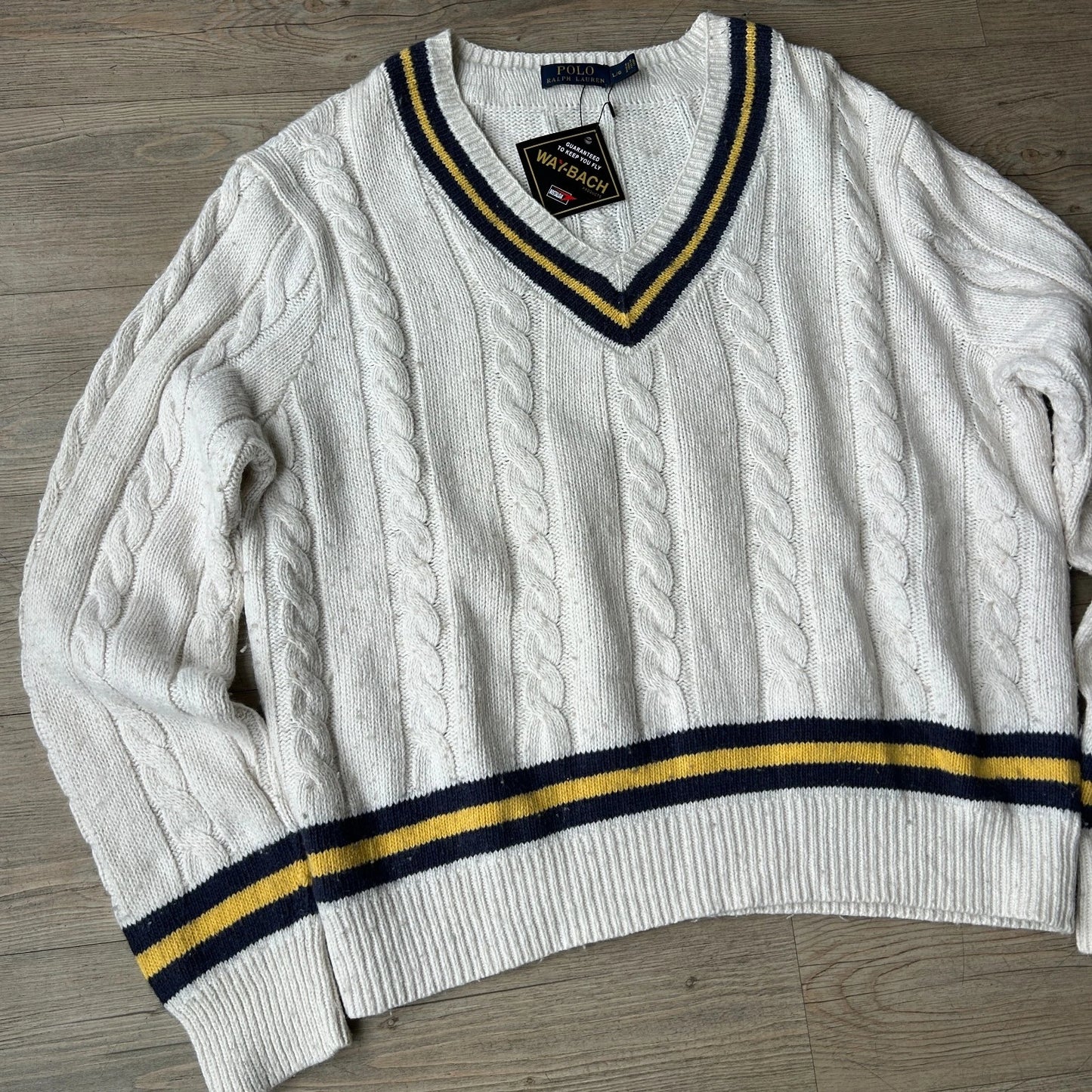 VINTAGE | Polo Ralph Lauren Cashmere Cable Knit Tennis Sweater sz L