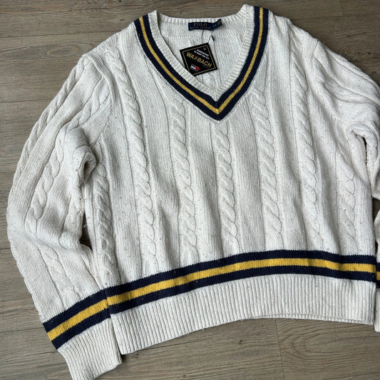 VINTAGE | Polo Ralph Lauren Cashmere Cable Knit Tennis Sweater sz L
