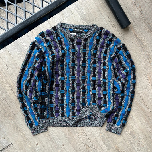VINTAGE 90s | Expressions Intl Chunky 3D Coogi Style Knit Sweater sz M