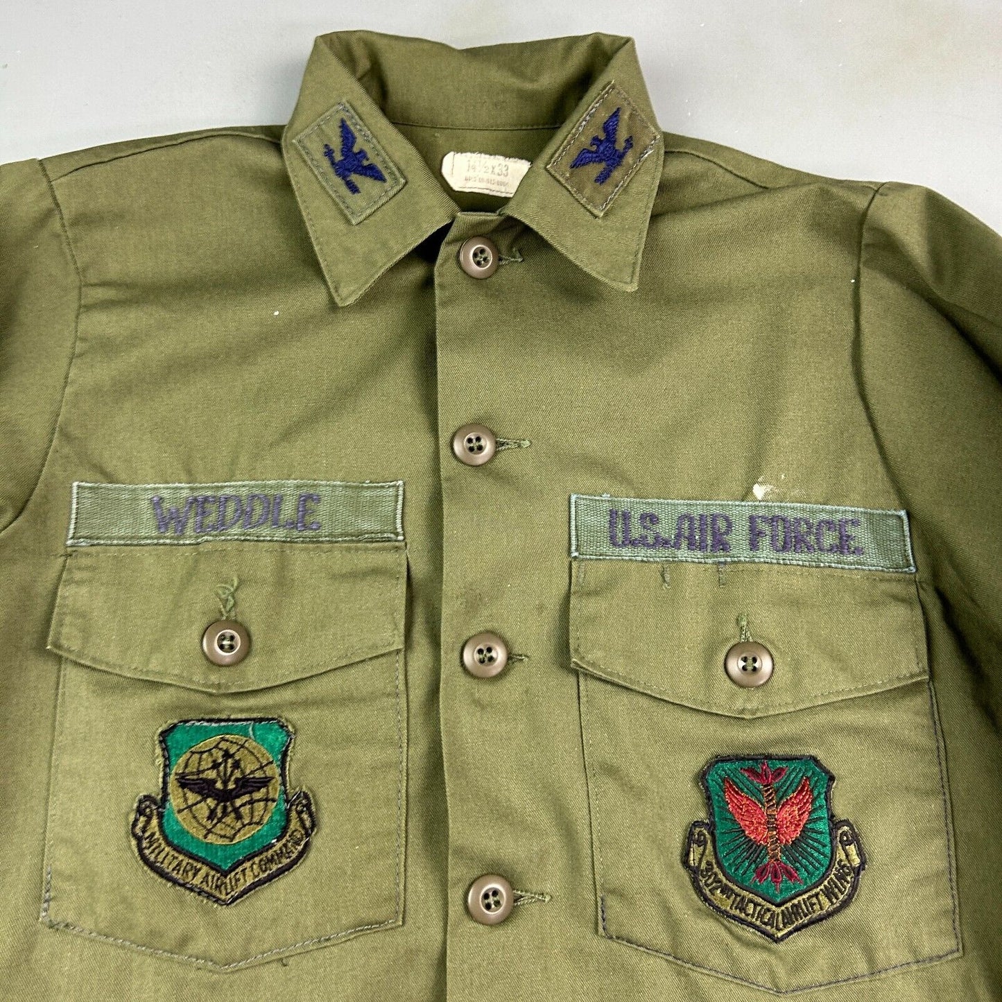 VINTAGE | U.S Air Force Green Fatigue OG 507 Button Down Shirt sz M Adult