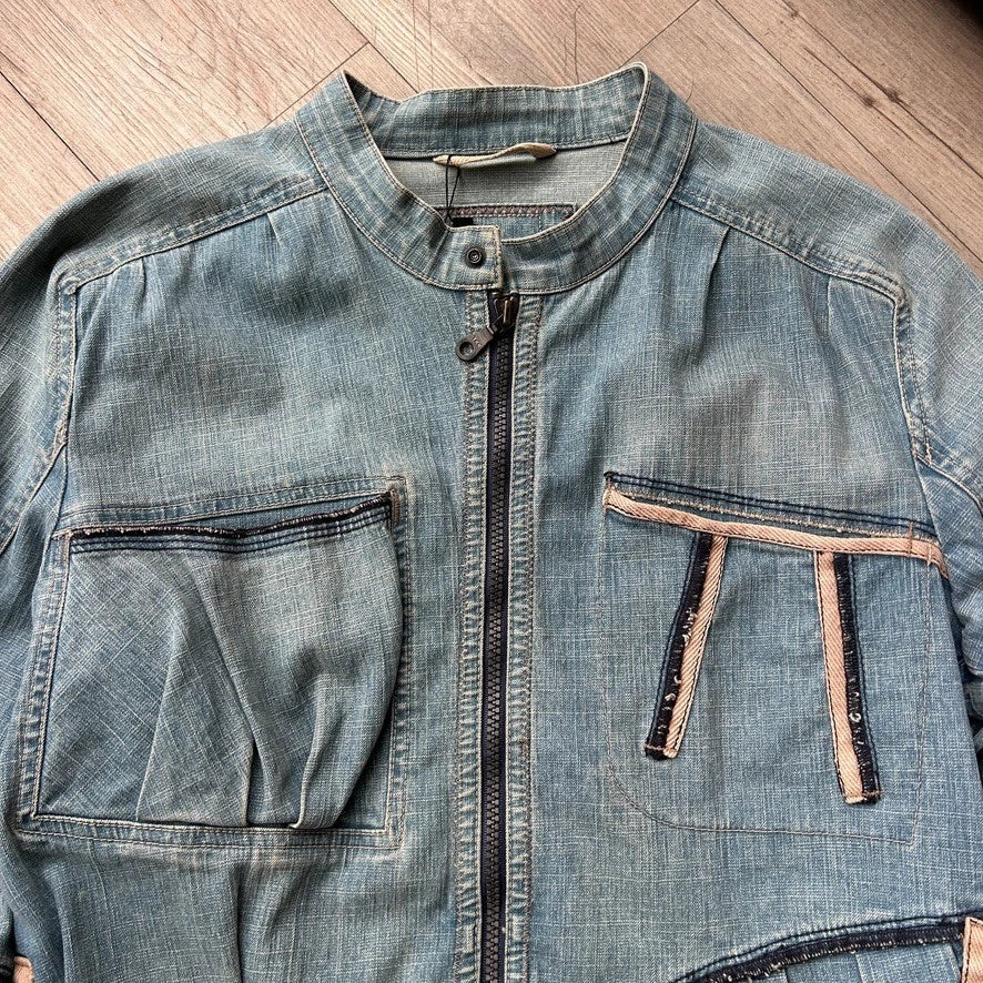 VINTAGE | Marithe Francois Girbaud Denim Cafe Racer Jacket sz M