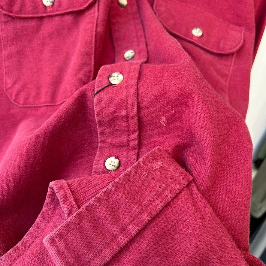 ORVIS | Vintage USA Made Burgundy Chamois Flannel Button Down Shirt sz XL