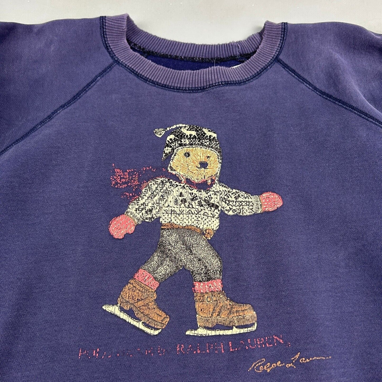 VINTAGE 90s Ralph Lauren Skating POLO BEAR Crewneck Sweater sz Medium Adult