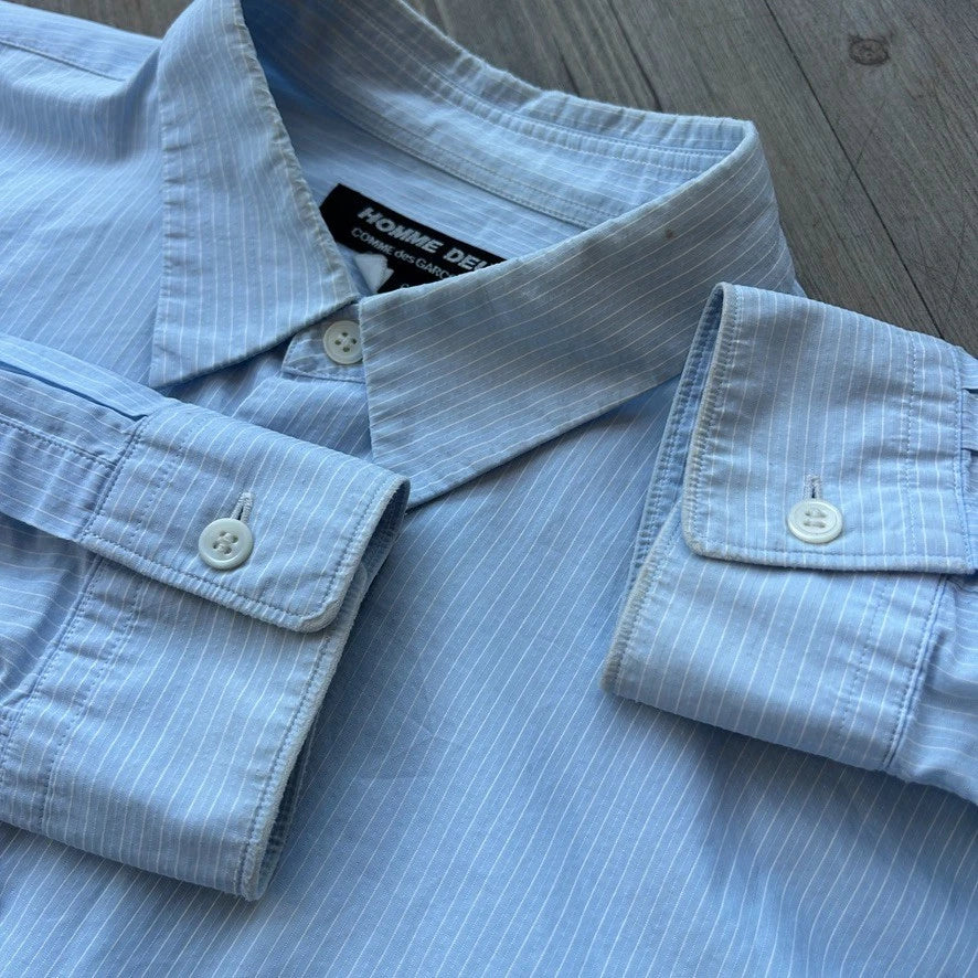 VINTAGE | Comme Des Garcons Homme Deux Pinstriped Eyelet Button Down Shirt sz M