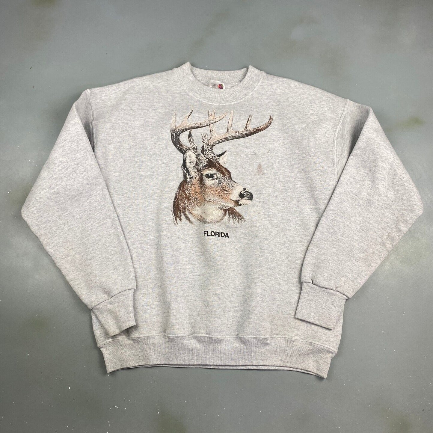 VINTAGE 90s Florida Deer Head Crewneck Sweater sz XL Mens Adult