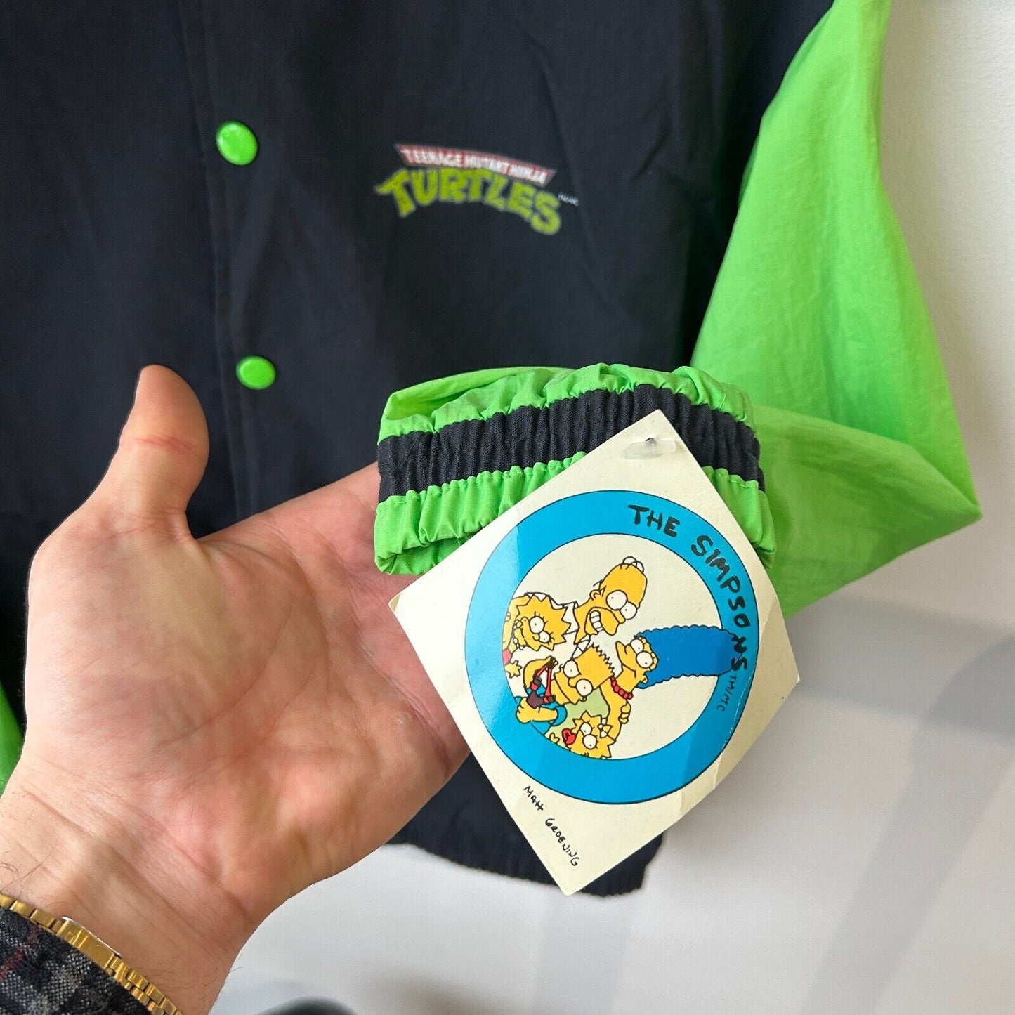 VINTAGE 90s | Teenage Mutant Ninja Turtles Button Snap Bomber Jacket sz XS Adult