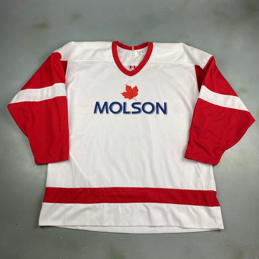 VINTAGE 90s Molson Canadian Beer Hockey Jersey sz XL Adult