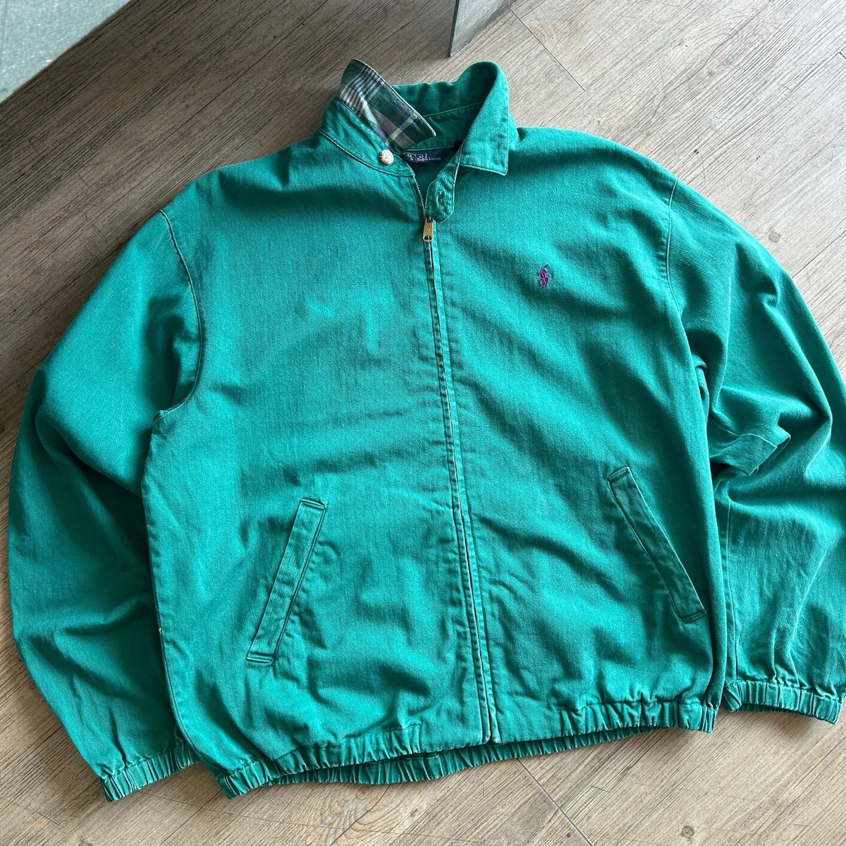 1990s | Polo by Ralph Lauren Teal Green Vintage Harrington Jacket sz M