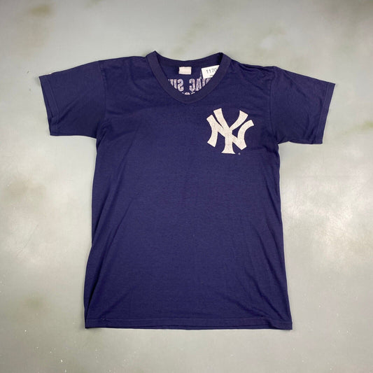 VINTAGE 80s NY Yankees Cardiac Surgery Navy T-Shirt sz Medium Adult