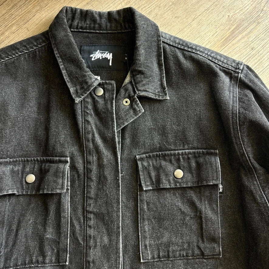 VINTAGE | Stussy Black Denim Workwear Chore Jacket sz M/L