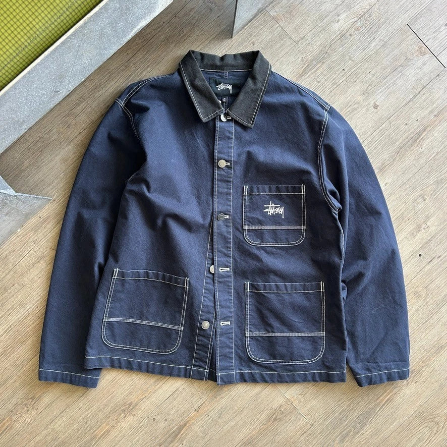 STUSSY | Navy Contrast Stitch Workwear Chore Jacket sz XL