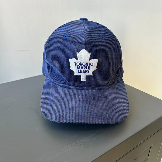 VINTAGE 90s | Toronto Maple Leafs NHL Corduroy Snapback Hat sz OS