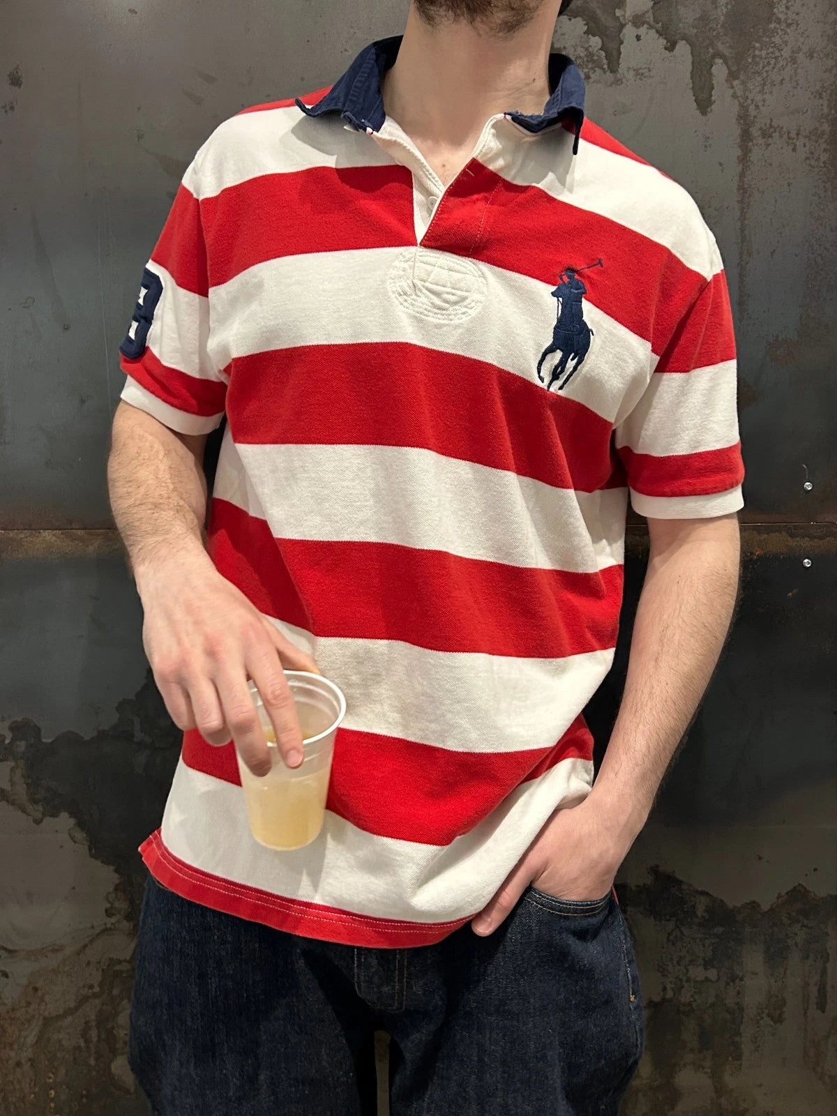 VINTAGE Y2k | Ralph Lauren Big Pony #3 Striped Polo Shirt sz L