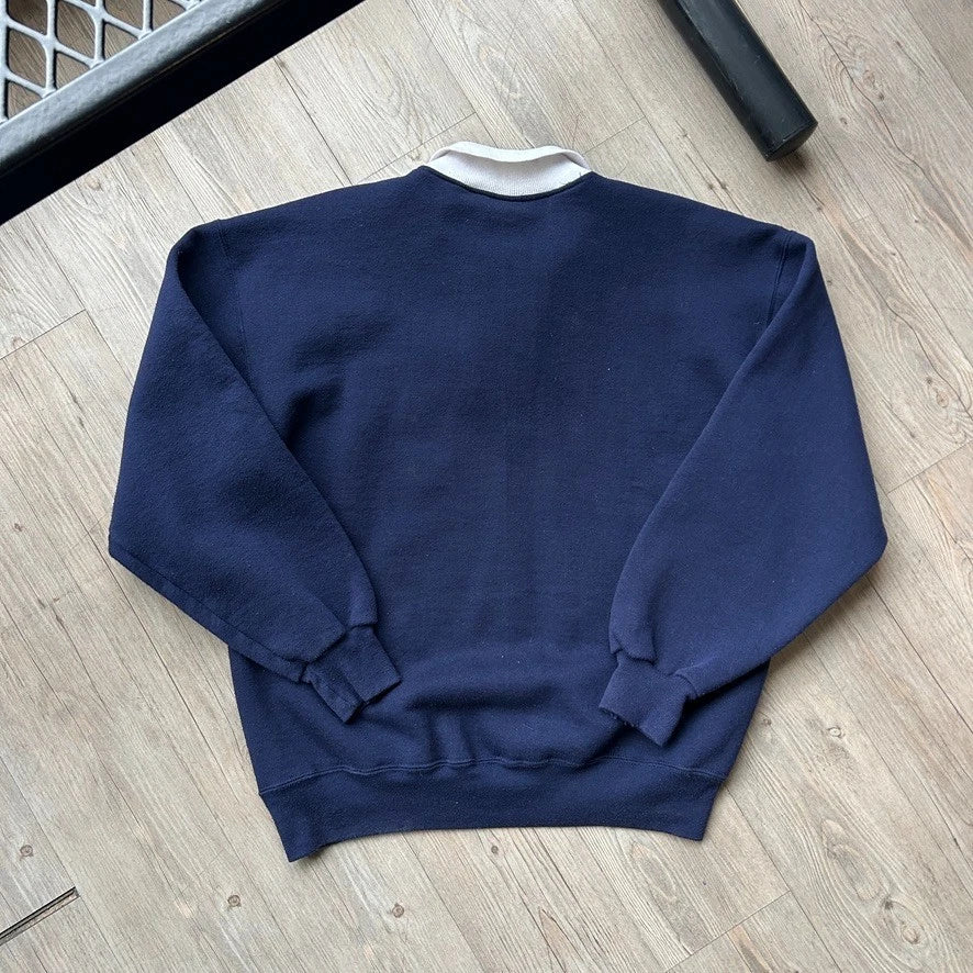 VINTAGE 90s | Chicago Marathon Russell Athletic Collared Crewneck Sweater sz L
