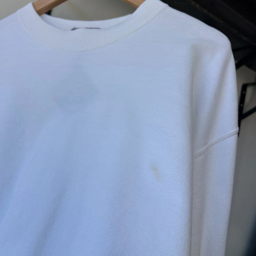 ISSEY MIYAKE | 1990s Spell Out Logo Vintage White Crewneck Sweater sz M