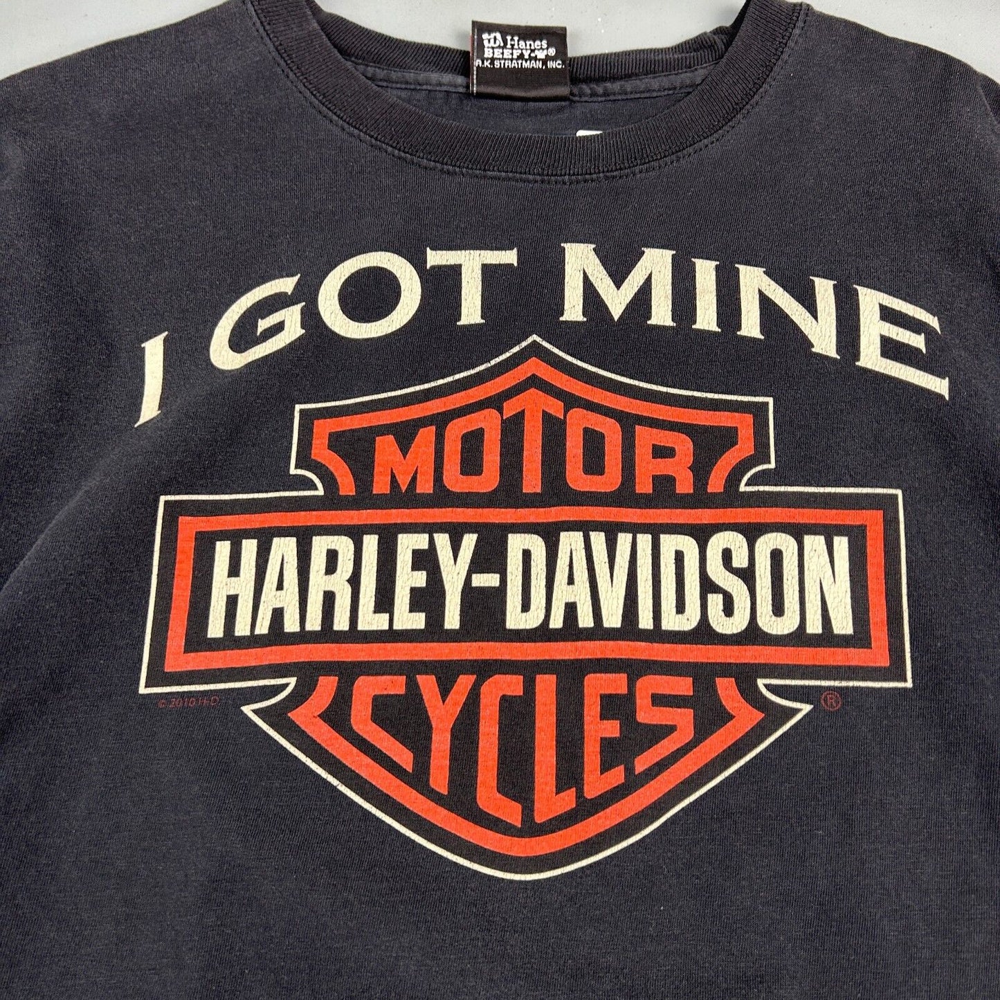 HARLEY DAVIDSON Motor Cycles I Got Mine NY Biker T-Shirt sz M Adult