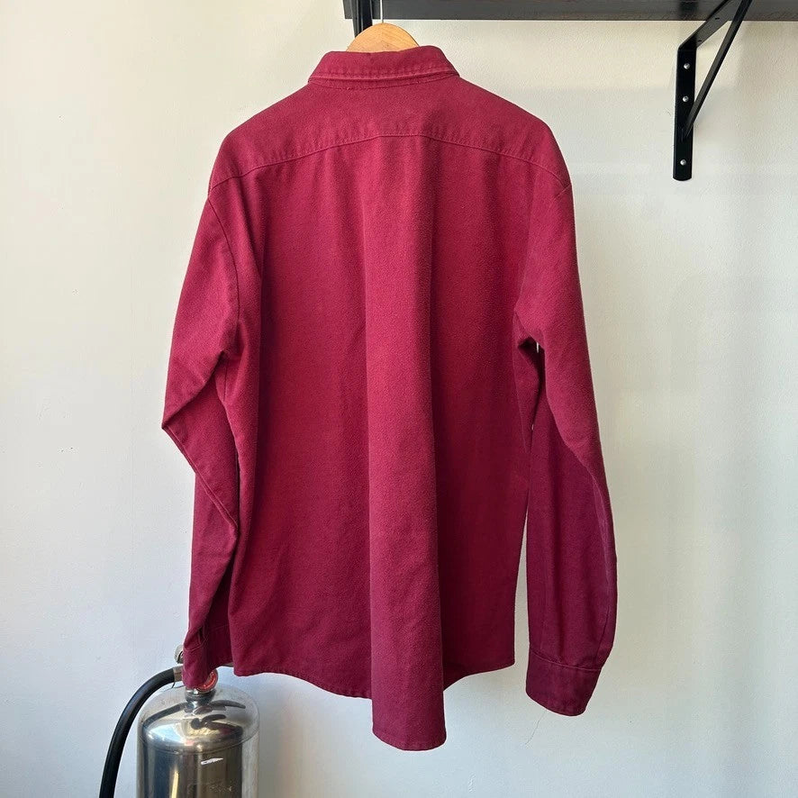 ORVIS | Vintage USA Made Burgundy Chamois Flannel Button Down Shirt sz XL