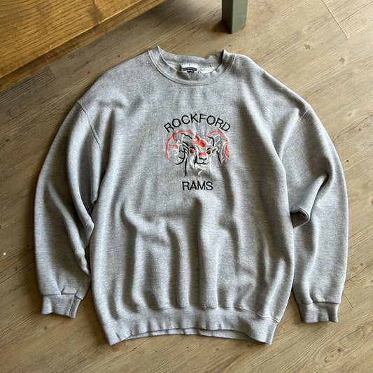 VINTAGE 90s | Rockford Rams Crew Sweater sz L