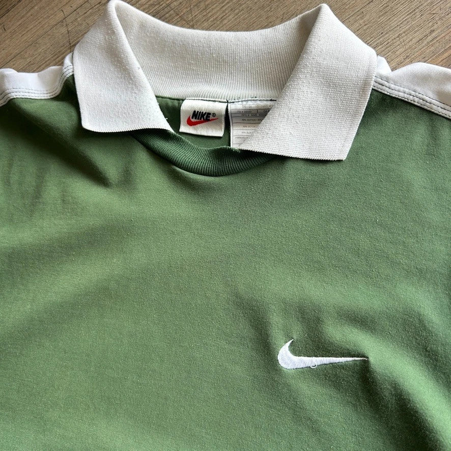 1990s | NIKE F.I.T Collared Cotton Jersey T-Shirt sz M/L